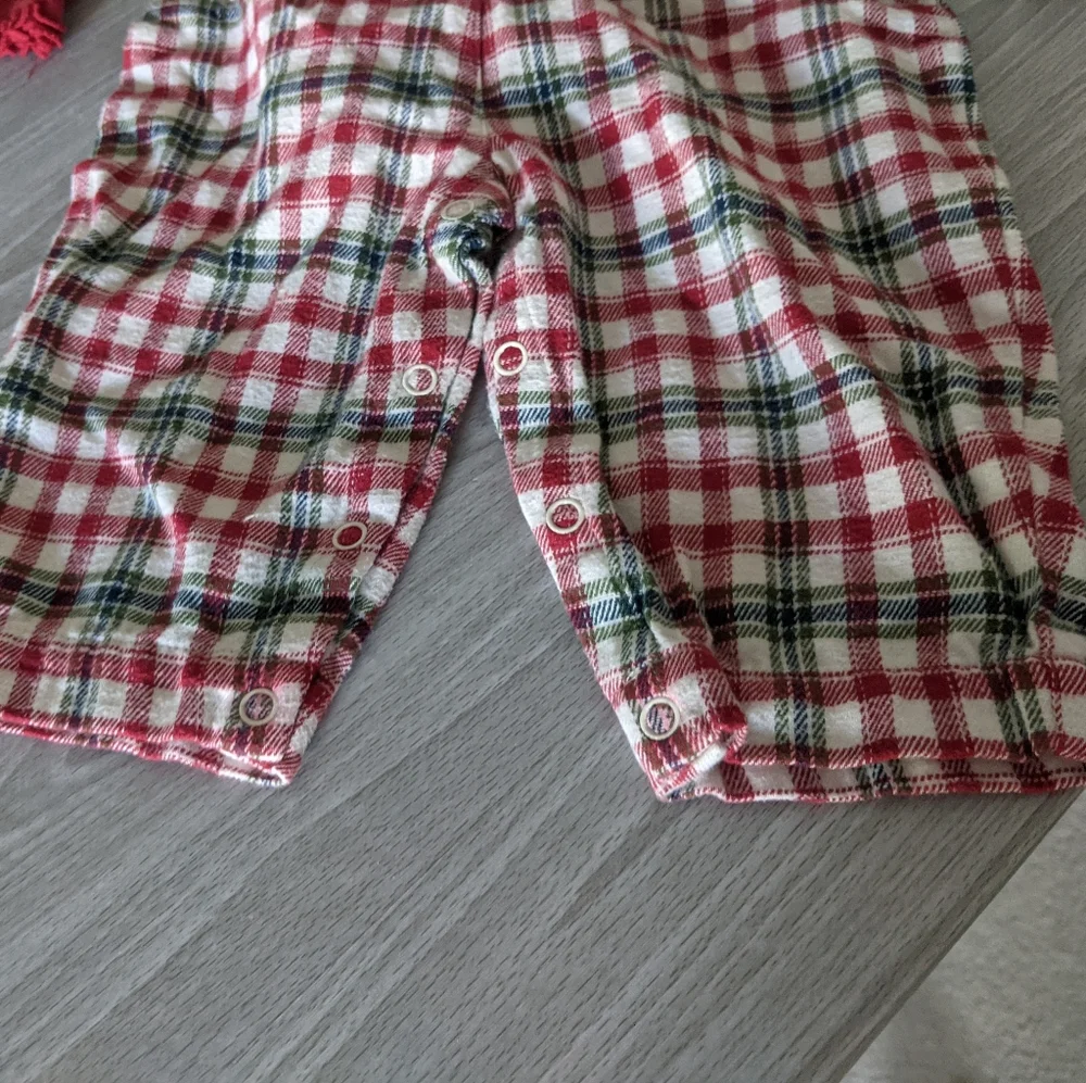 Talbot's Plaid Overalls & Body Suit